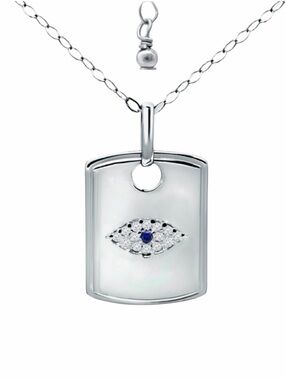 GIANI BERNINI LAB-CREATED SAPPHIRE & CUBIC ZIRCONIA EVIL EYE NECKLACE NWT